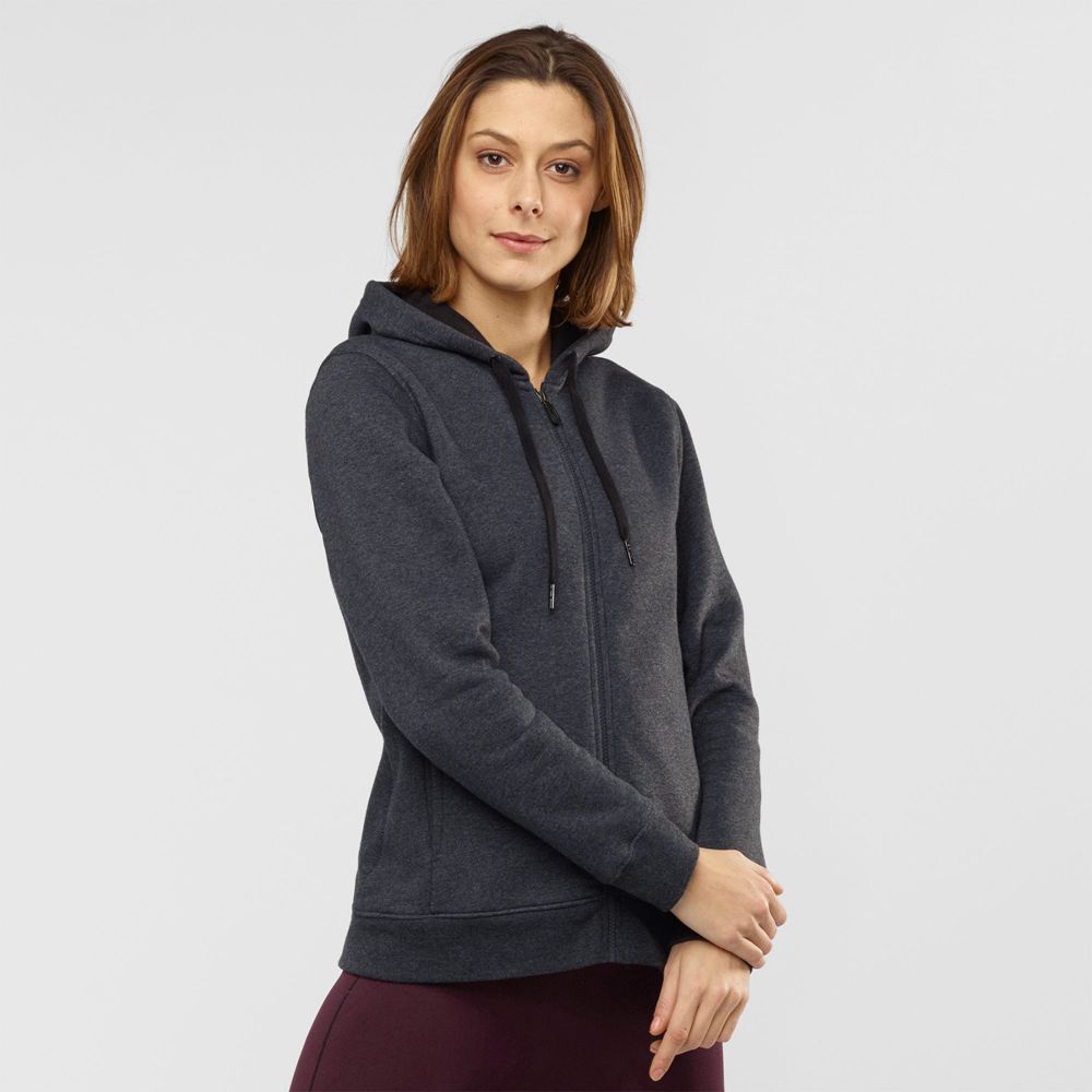 Sweatshirt À Capuche Salomon Femme Noir - Salomon ESSENTIAL WARM SALOMON - France (9265-QZYCD)